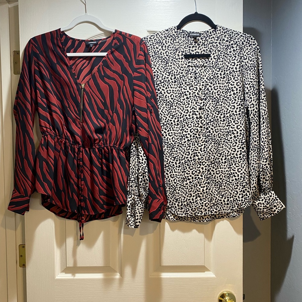 Two Express Size Medium Long Sleeve Blouses